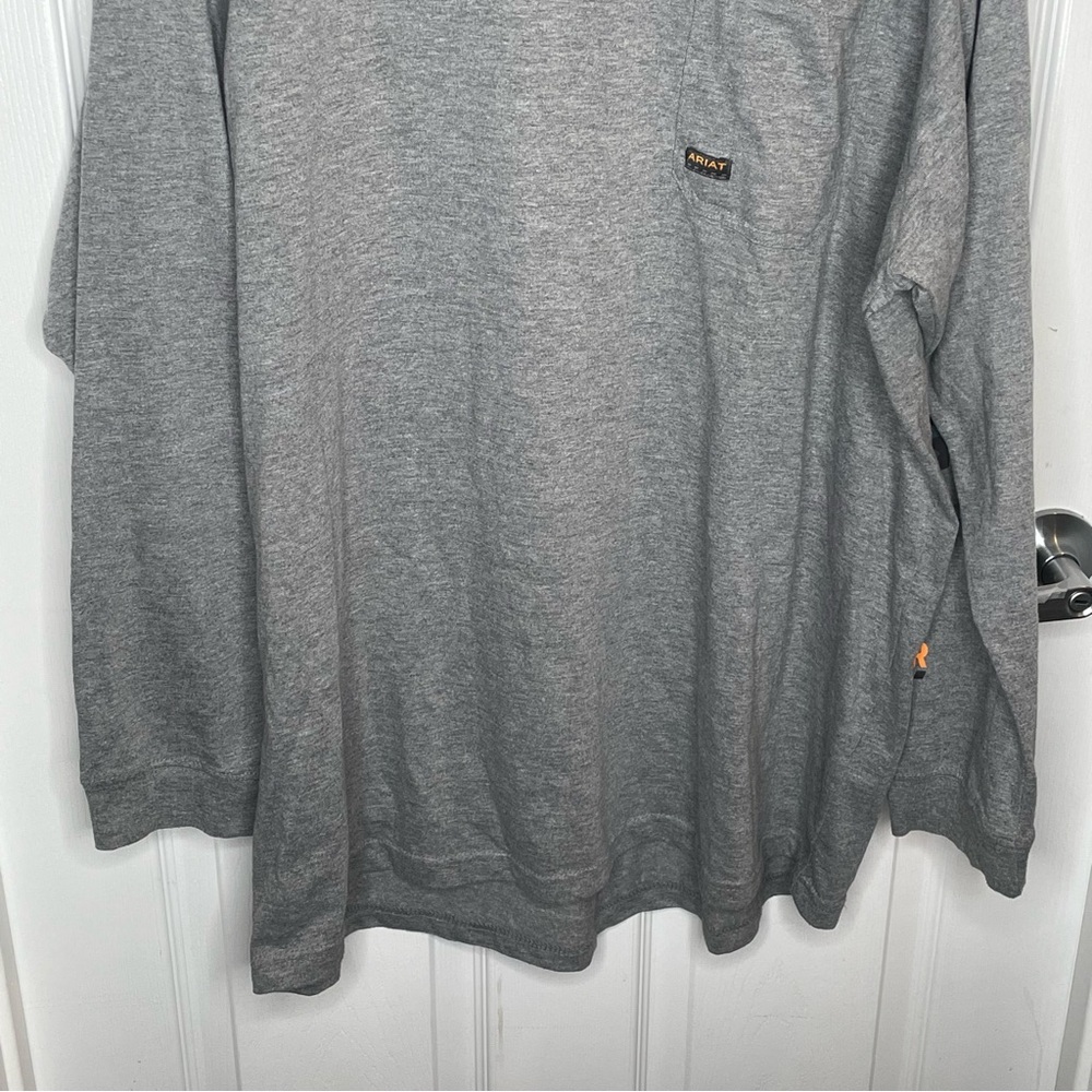 Ariat Rebar T-Shirt Pocket Tee Cotton Strong Camo Sleeve Workwear in Gray 2XL - Picture 5 of 15